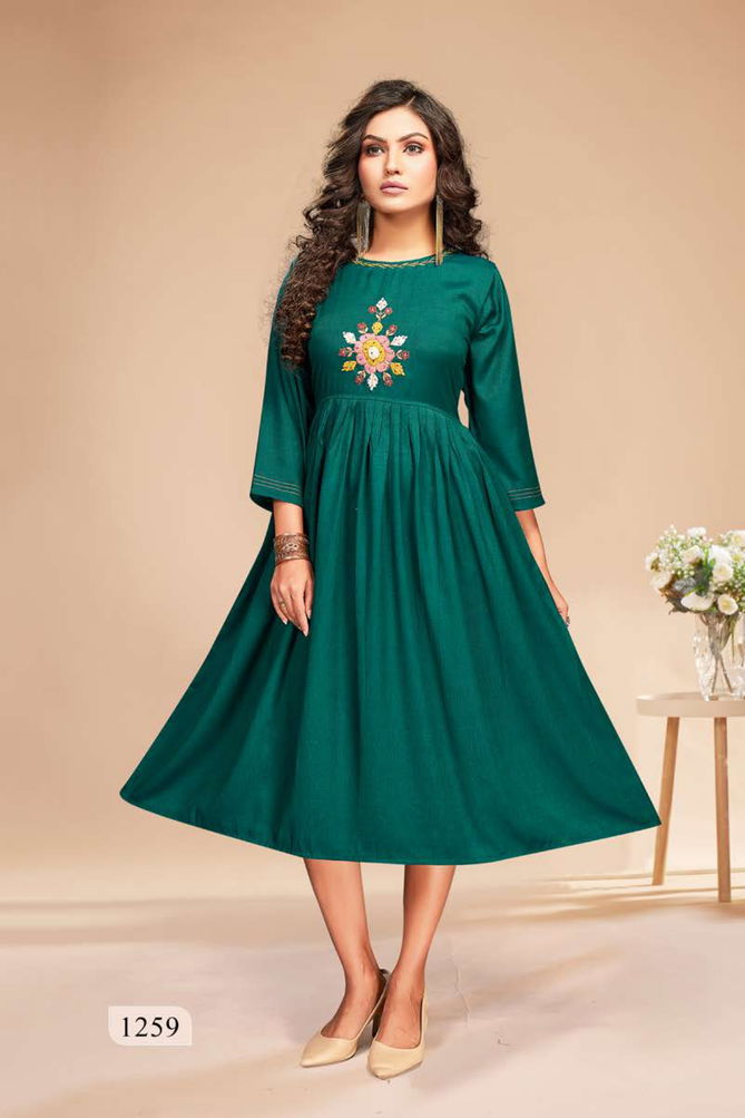 Munch Dee Cee New Exclusive Wear Rayon Designer Fancy Kurtis Collection